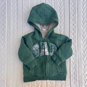GAP Green Toddler Hooded Jacket with Sherpa Lining (2 years)